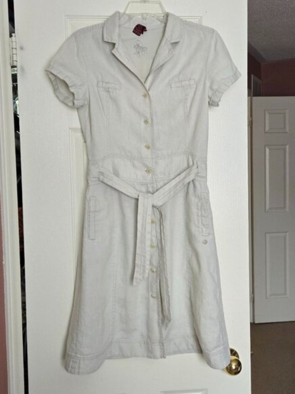 Olsen Europe Linen Button‑Front Shirtdress - US 4 - Oatmeal - Picture 2 of 9